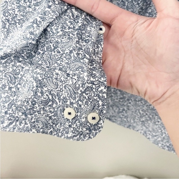 Untuckit Men's Paisley Button Down Shirt L Blue Long Sleeve Cotton Preppy - Picture 6 of 8